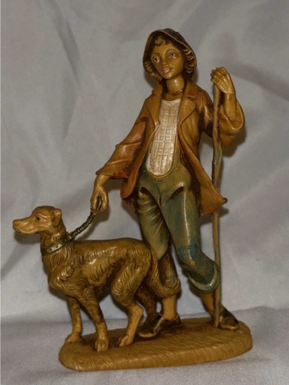 1983 Fontanini "Zachariah" boy with dog nativity figurine made in Italy.